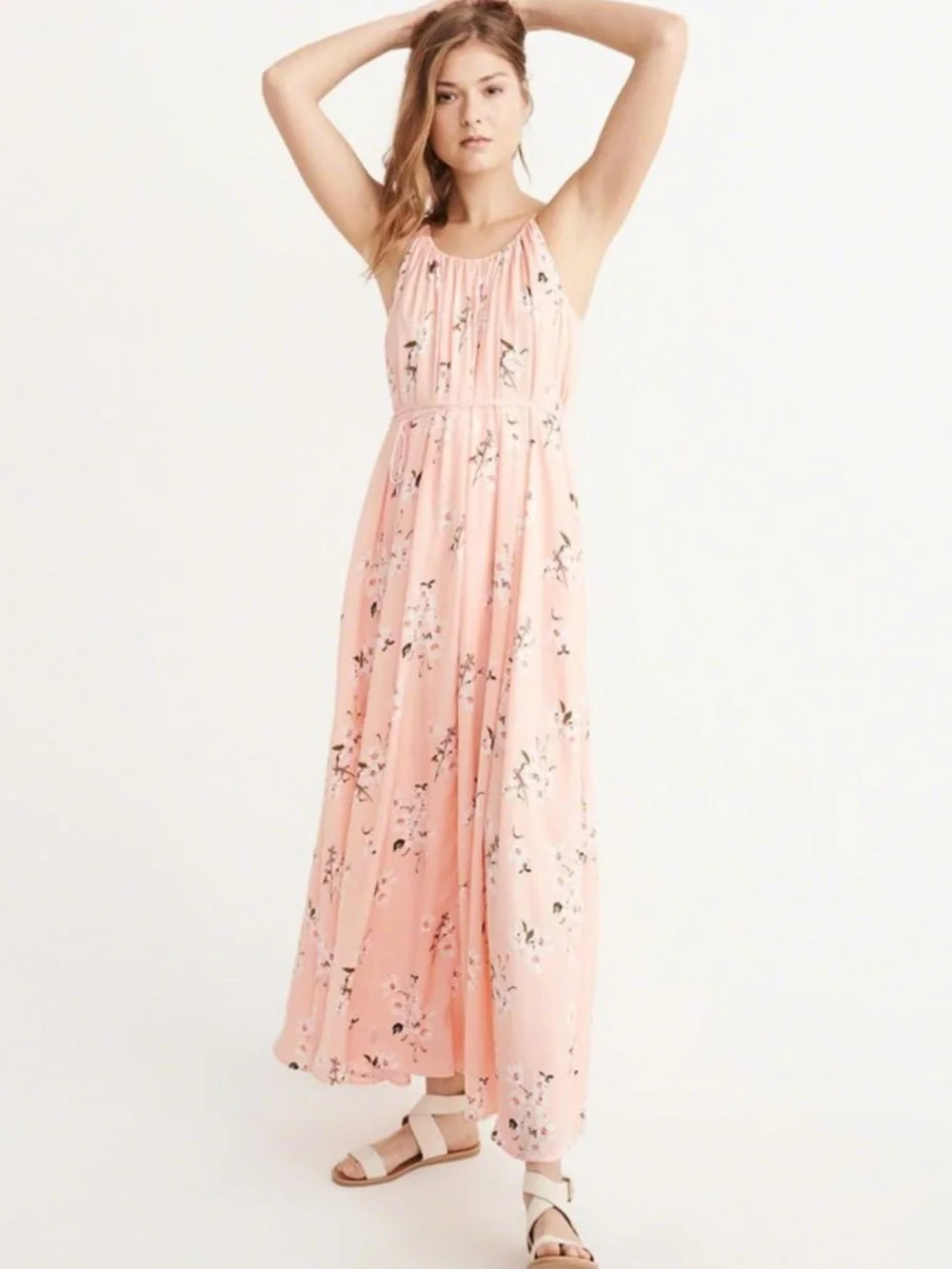 Abercrombie & Fitch Light Pink Floral Maxi Dress Size XS